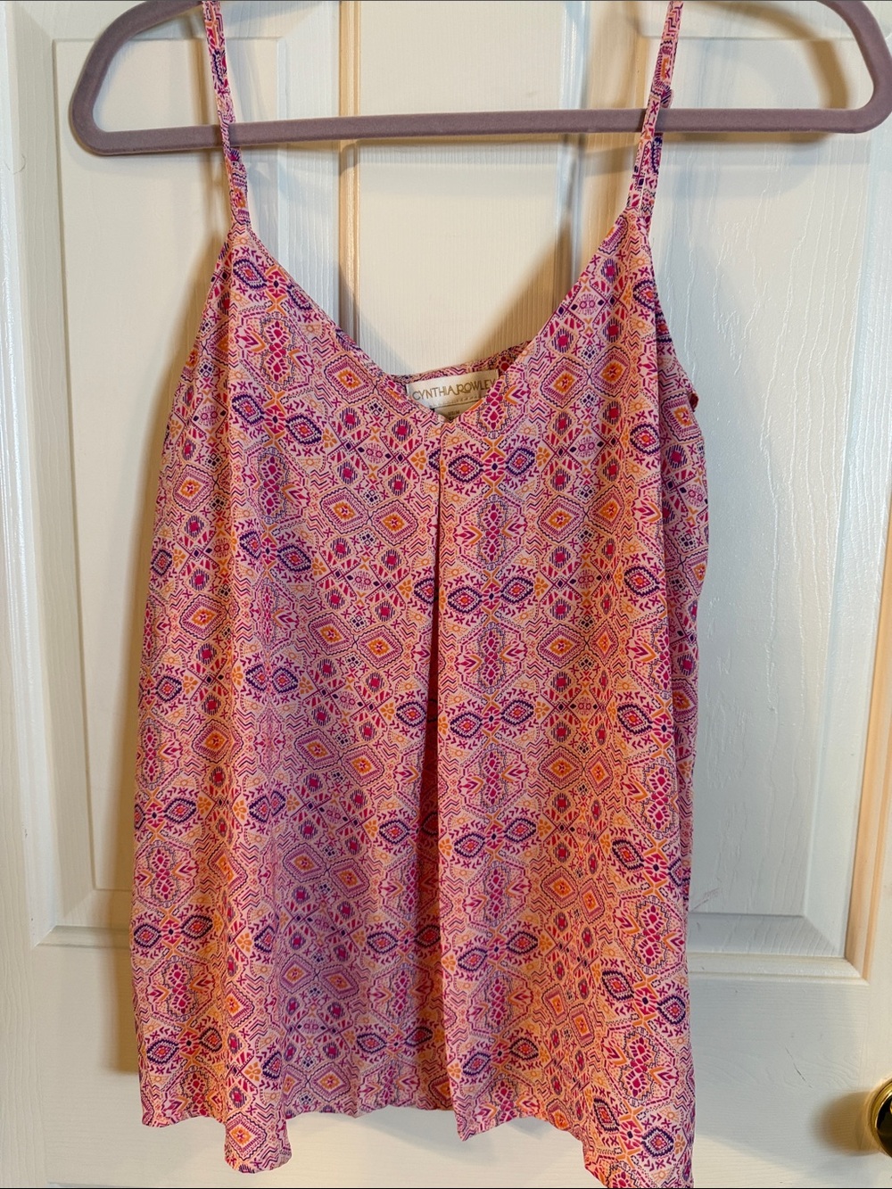 Cynthia Rowley Pink & Purple Geometric Spaghetti-Strap Camisole